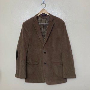 Adolfo Men's Corduroy Sport Coat Jacket with Elbow Patch 44L Tan Brown Blazer